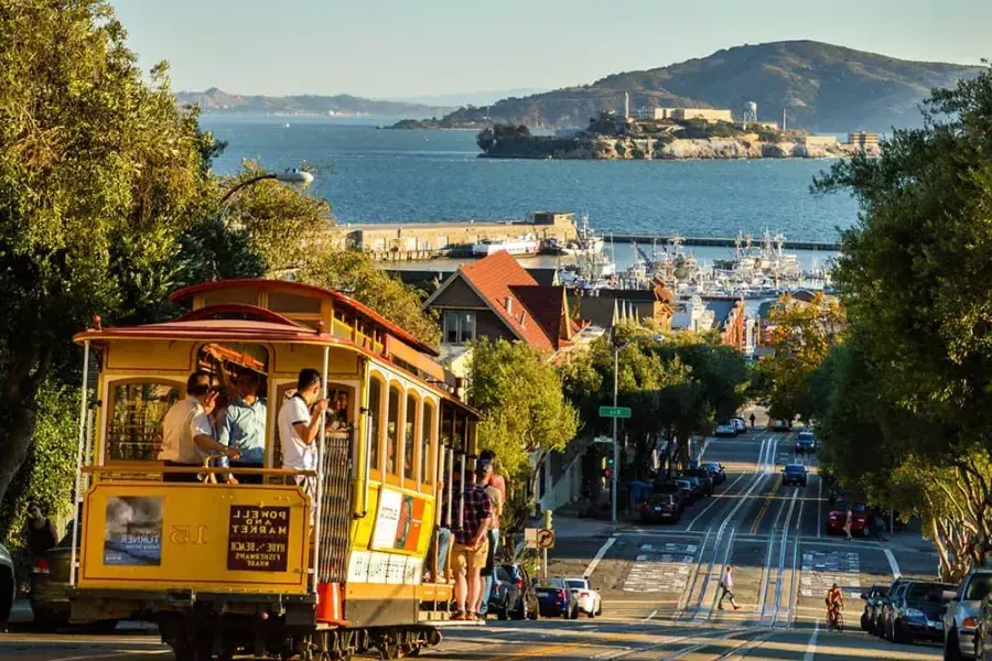 Cable car no centro de São Francisco